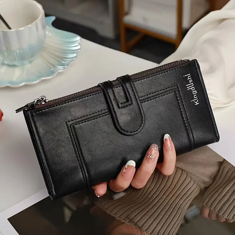 30%OFF 💰Cartera vintage de piel auténtica con doble cremallera y ranura para múltiples tarjetas para mujer