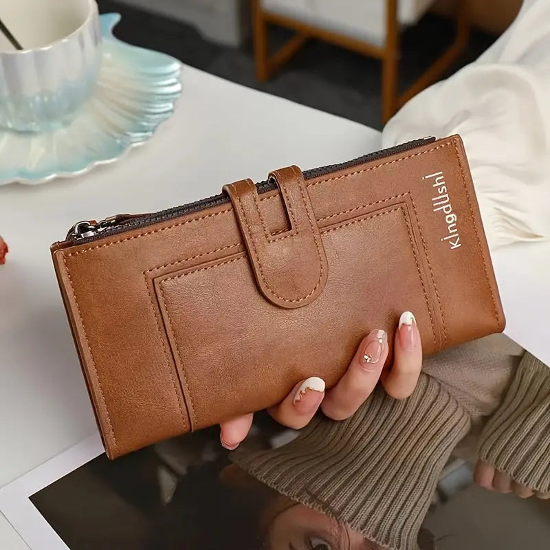 30%OFF 💰Cartera vintage de piel auténtica con doble cremallera y ranura para múltiples tarjetas para mujer