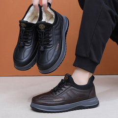 ⛄🔥【39-45】Zapatos deportivos casuales de invierno impermeables de cuero genuino para hombre, suela de terciopelo suave, nuevo estilo