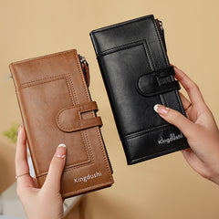 30%OFF 💰Cartera vintage de piel auténtica con doble cremallera y ranura para múltiples tarjetas para mujer